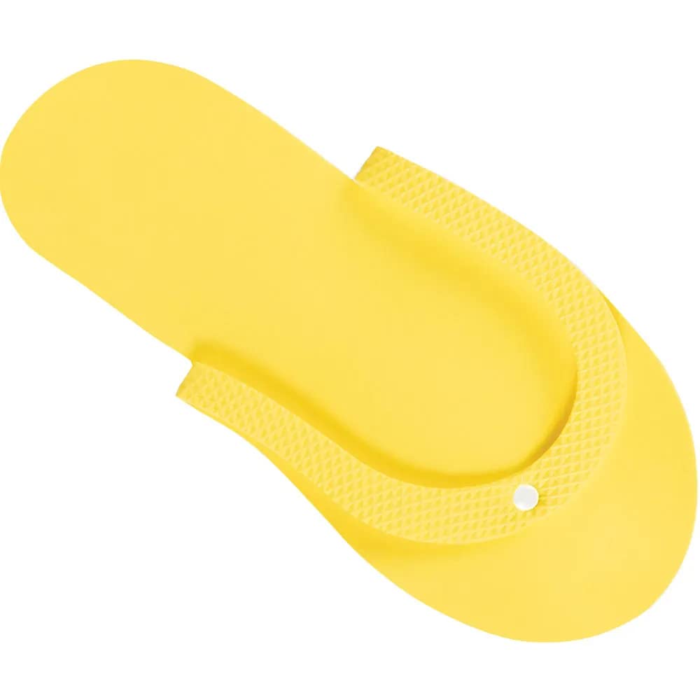 ForPro Comfy Thong Slippers Sunshine Yellow, Disposable Foam Pedicure Slippers for nail salons & Spas, 12Count