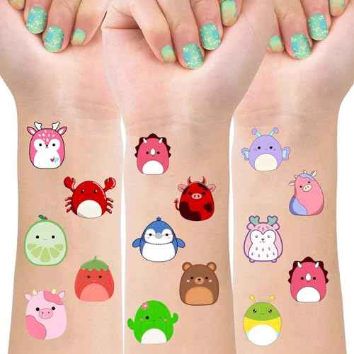 8 Sheets Cute Temporary Tattoos for Kids, Cute Birthday Party Supplies Tattoos Stickers for Party Decorations
