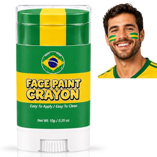 Brazil Face Paint Stick - 3-in-1 Flag Colors, Sweatproof