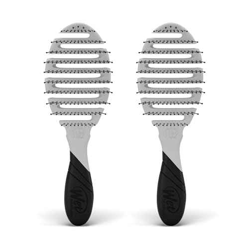 LolaVie x Wet Brush Custom Pro Flex Dry, White - 2 Pack - Detangle & Brush Wet or Dry Hair - Open-Vented Design, Heat-Resistant Bristles, EasyGrip Design - Cuts Drying Time