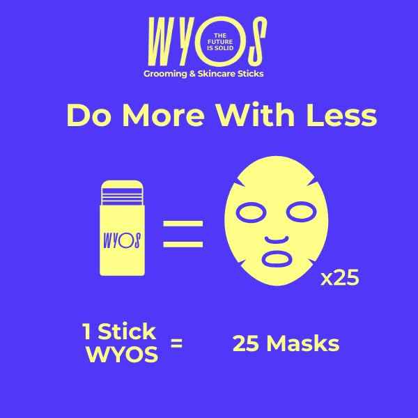 WYOS Pore-Refining Clay Face Mask Stick – White Clay Formula Deep Cleans, Removes Oil, Minimizes Pores – Hands-Free, Mess-Free, Quick Drying, Travel-Friendly Grooming Essential