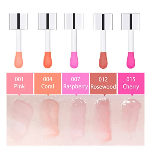 Gegong 6ml Hydrating Lip Glow Oil, Transparent Plumping Lip Gloss, Moisturizing Lip Oil Gloss Lip Oil Tinted for Lip Care and Dry Lips (015# Cherry)