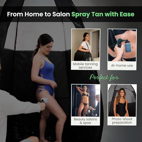 Large Deluxe Spray Tan Tent ? Pop Up Tent Portable Tanning Booth with Carry Case ? Clear Window for Perfect Spray Tanning ? Extraction Fan Opening ? Easy Clean Spray Tan for Home & Salon