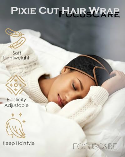 FocusCare 2-in-1 Mesh & Wrap Sleep Cap for Short Hair, Black 2 Pack