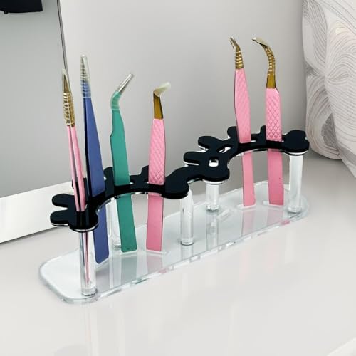 8-Hole Acrylic Tweezers Holder Display Stand - White