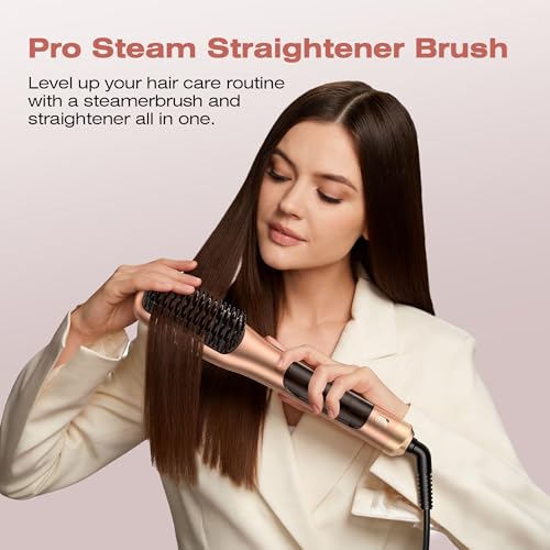 Kikuo Steam Hair Straightener Brush - 3 in 1 Styling Tool