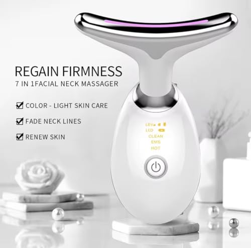 7-in-1 Facial Neck Massager with EMS Microcurrent & LED Light
