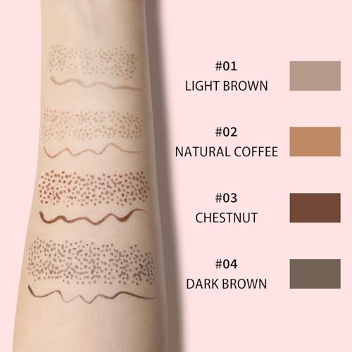 UCANBE 2PCS Dual-Ended Freckle Pen & Freckle Stamp - Precise 15¡Æ Curved Tip Makeup Waterproof & Smudge Proof, Long Lasting Faux Freckles Pencils (01 Light Brown+03 Chestnut)