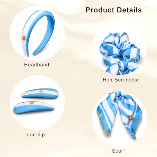 Argentina Flag Women 4-Piece Hair Accessory Set - Patriotic Hair Clips & Headbands