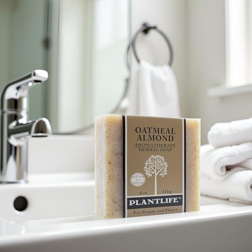 Plantlife Oatmeal Almond Bar Soap - Moisturizing and Soothing Soap for Your Skin - Hand Crafted Using Plant-Based Ingredients - Made in California 4oz Bar