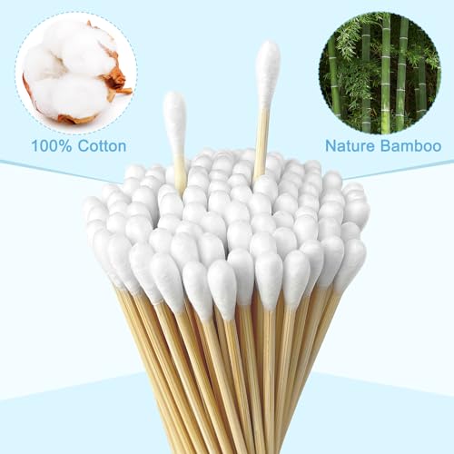 Bamboo Cotton Swabs Set - 400 Count, 300 3-Inch & 100 6-Inch