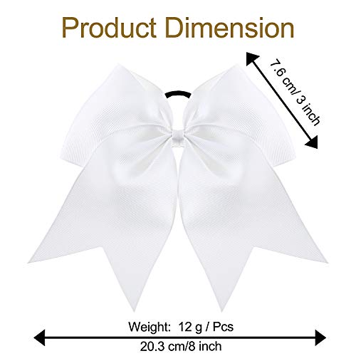 Jumbo Cheerleading Hair Bows 8 Inch White (2-Pack)