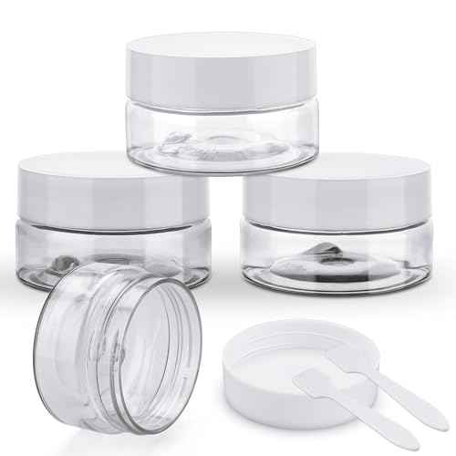 Cosywell Travel Cream Jars for Toiletries TSA Approved 0.7oz 4 Pack Refillable Cosmetic Containers Leak-proof Plastic Travel Size Containers with Lid for Lotion Makeup Cosmetics ( Clear)