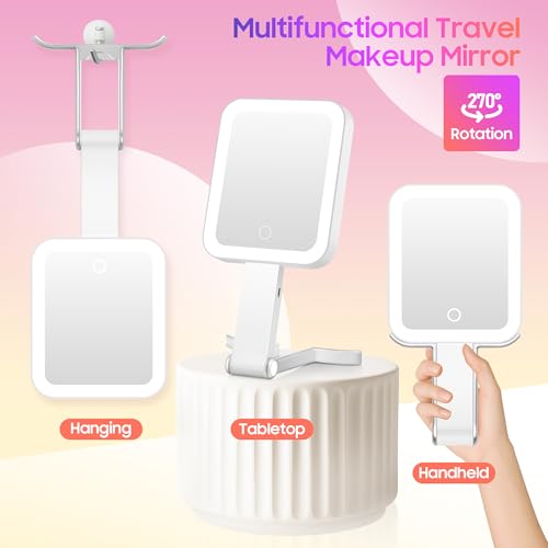GOMIPURU 30X Double-Sided Magnifying Travel Mirror with Light