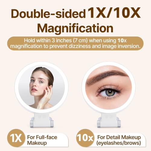 BASILKIT Lighted 1X/10X Magnification Double-Sided Makeup Mirror - Silver