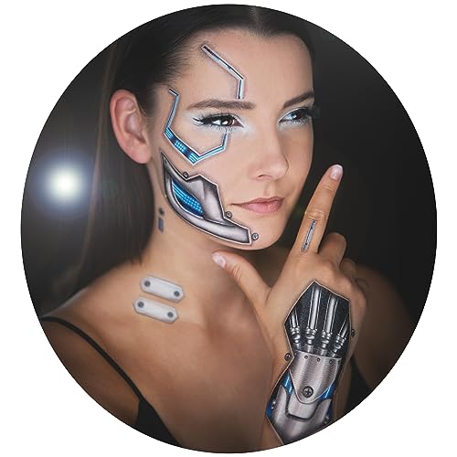 Death Metal Cyborg Face Temporary Tattoo - 2 Pack