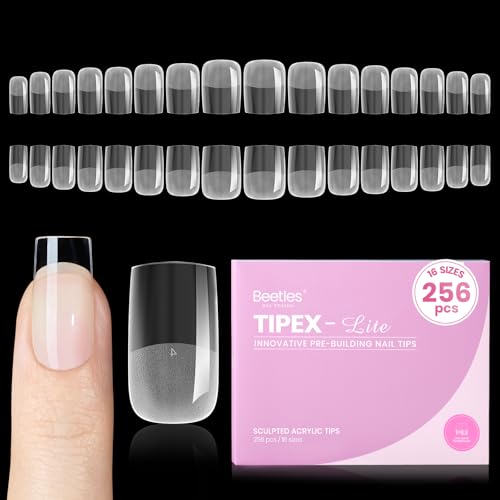Beetles Gel Polish Nail Tips Kit - 256pcs Square Short with 35 Colors