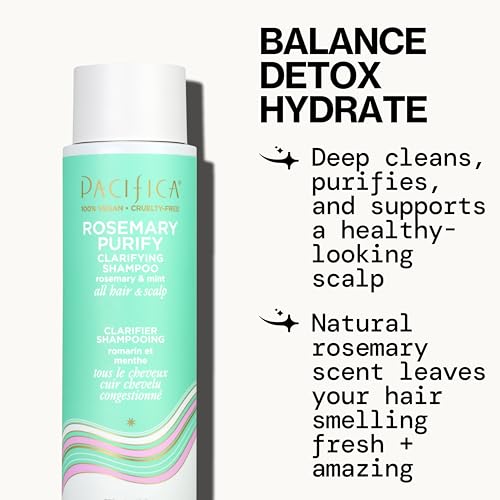 Pacifica Clarifying Shampoo ? Rosemary Purify Invigorating Shampoo w/Soothing Mint for Detoxing Hair & Scalp Build-Up, Sulfate & Silicone Free - Vegan & Cruelty-Free Dermatologist Tested