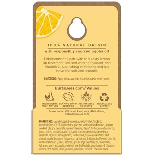 Burt's Bees 100% Natural Origin Lip Treatment with Sea Minerals Sweet Mint (Lemon Sorbet) - Hydrating, Moisturizing, Nourishing, Uplifting Lip Balm