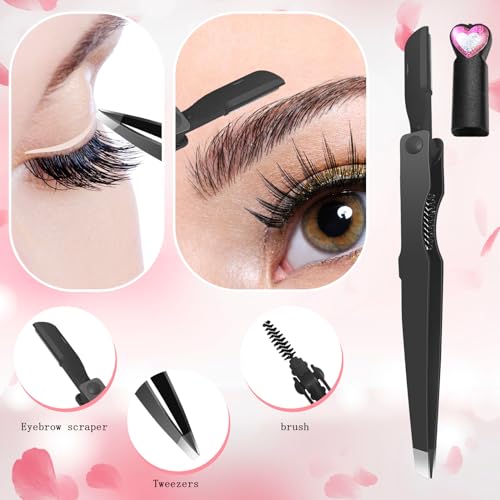 3-in-1 Eyelash Applicator Tool Set with Tweezers & Brush