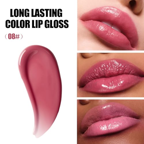 6 Colors Moisturizing Lip Gloss with Long-Lasting Wear Waterpoof, Pearlescent Lipstick Lightweight Vivid Color Natural,Lip Plumper Gloss-02
