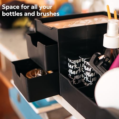Large Black Vanity Organizer with Drawers - Bathroom Storage