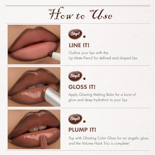 3-Piece Brown Lip Combo Set - Liner, Balm & Gloss