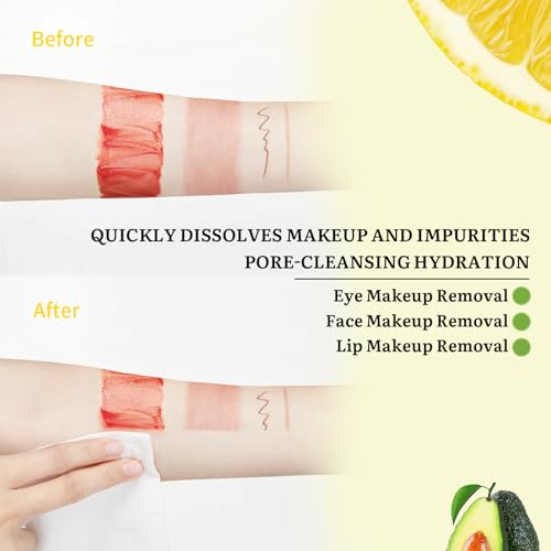 Makeup Remover Wipes 64 Pack - Gentle Face Cleansing Towelettes