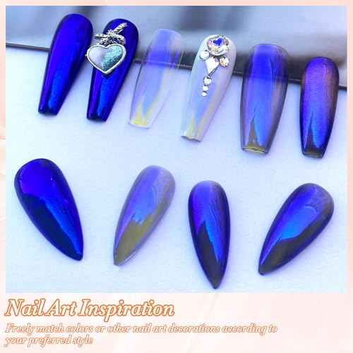 Unicorn Chrome Nail Powder, Aurora Unichrome Mermaid Aurora Pigment Pearlescent Nail Art Glitter Dust Decoration for Home DIY Salon Manicure - Galactic Dream