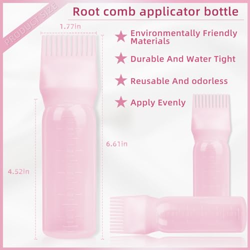 2-Pack Root Comb Applicator Bottle - 6 Oz Hair Oil Dispenser