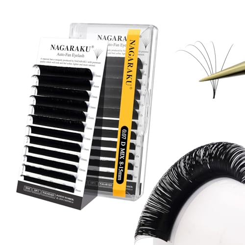NAGARAKU Easy Fan Volume Lash Extensions 0.07 D Curl 8-15mm Mix