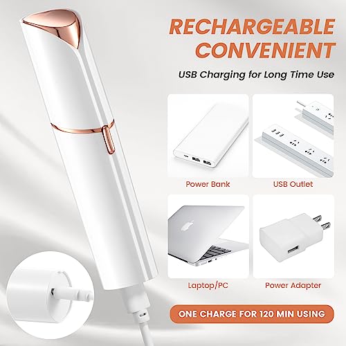 Pearl White Facial Hair Remover for Women Painless Electric Shaver Portable Bikini & Face Trimmer