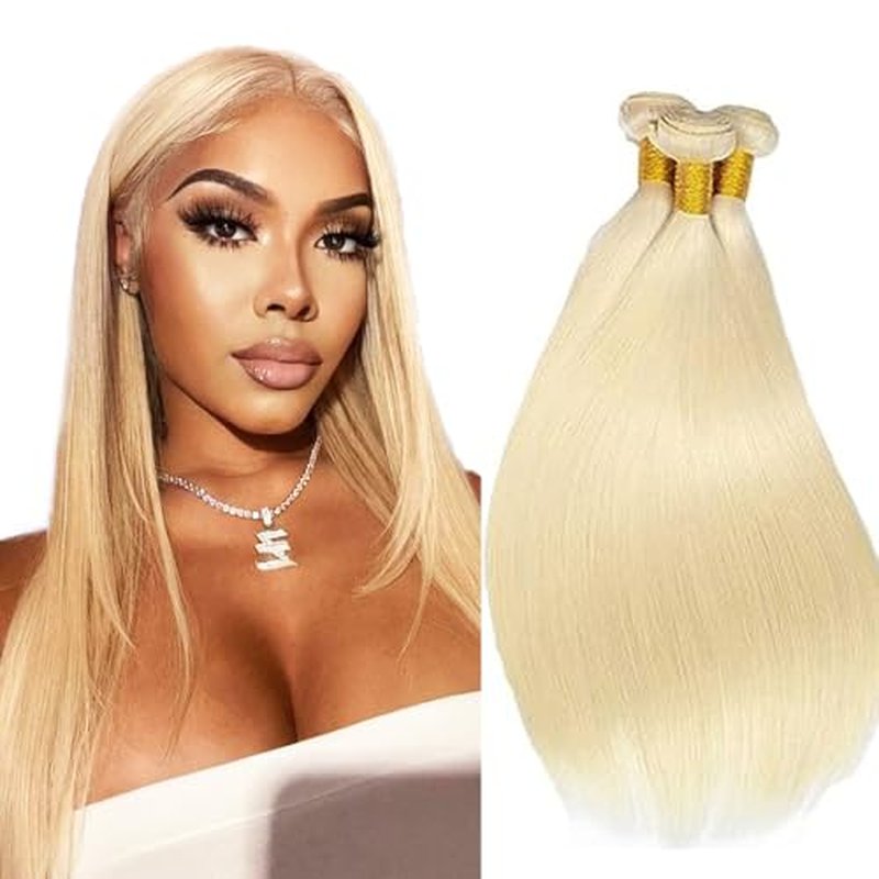 613 Blonde Straight Human Hair Bundles 3Pcs 150g