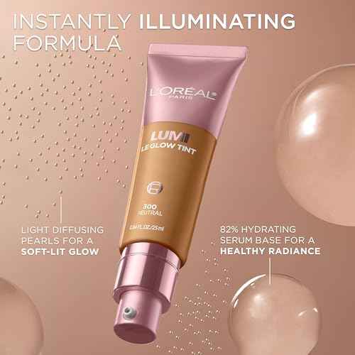 L'Oreal Paris Lumi Le Glow Skin Tint, Lightweight Water-Based Tinted Serum with Foundation-Like Coverage, Glow Illuminator, Neutral 200, 0.85 Fl Oz