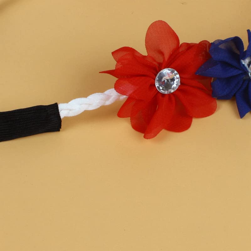 Flower Floral Wreath Headband Flower Crown Garland Halo Hair Band Accessories JW06 (Blue White Red)