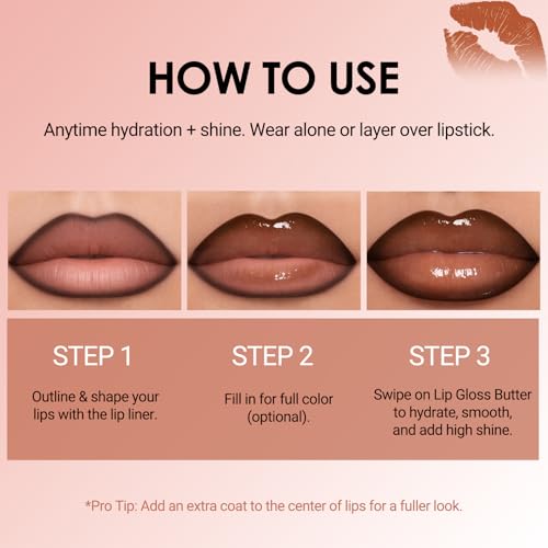 Erinde Lip Liner & Gloss Set - 3-Piece Nude Combo Kit