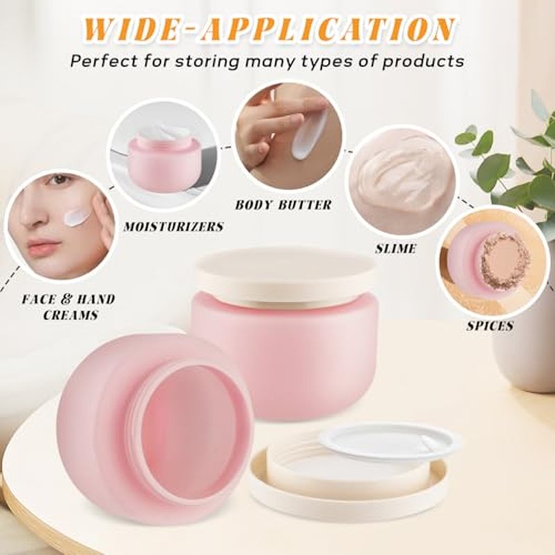 8 oz Pink Plastic Jars with Lids - 4 Pack for Cosmetics & DIY