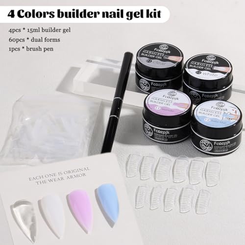 Fcozpjk Builder Gel for Nails 4Colors Thickening Nail Clear Milky