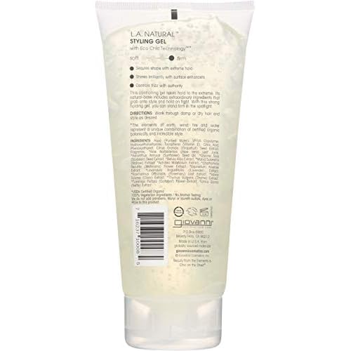 GIOVANNI L.A. Hold Styling Gel - Strong Hold, Hair Gel for Women and Men, Vegan, No Parabens or Phthalates, Infused with Natural Botanical Ingredients, Lightweight Hair Styling Gel - 6.8 oz (1 Pack)