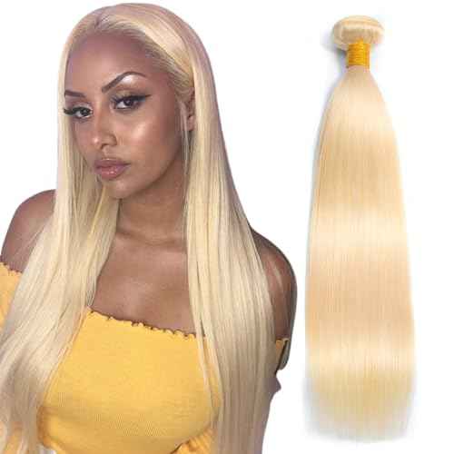613 Bundles Human Hair Extensions 100g/Bundle 613 Color Real Human Hair Extensions For Women Light Blonde Color Human Hair Bundles 2-3set Can Be Full Head (Straight Hair, 24 Inch)