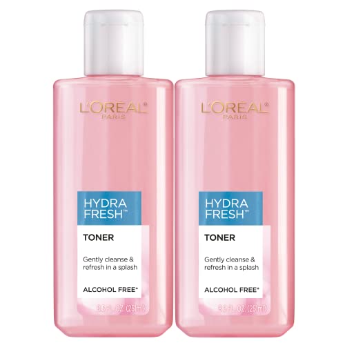 L'Oreal Paris HydraFresh Alcohol-Free Face Toner with Pro-Vitamin B5, Smoother Bright Complexion, 2 Pack