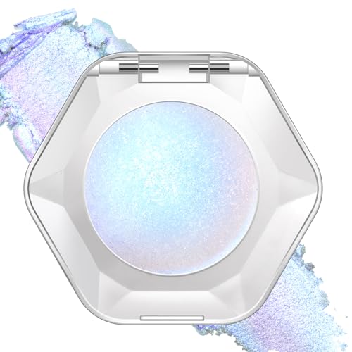 Noerrors Blue Purple Holographic Duochrome Glitter Eyeshadow, Multichrome Rich Color Shimmer Metallic Eyeshadow for Blue Green Eyes, Iridescent Mermaid Eye Brightener Makeup Palette Rave Accessories
