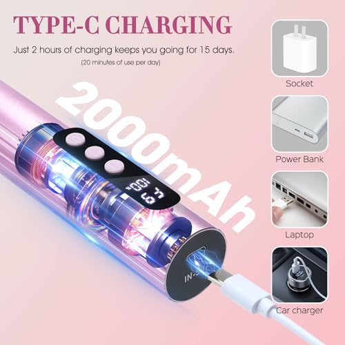 Electric Foot Callus Remover, 2 in 1 Callus Remover for Feet, 9 Adjustable Speeds with Sandpaper Disk and Nail Drill Bits, Digital Display, Rechargeable Pedicure Tools for Dead Skin(Pink)