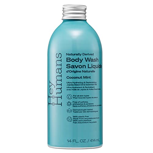 HEY HUMANS Coconut Mint Hydrating Body Wash with Natural Ingredients - Jojoba Oil | Vegan, Cruelty Free, 14 fl. Oz