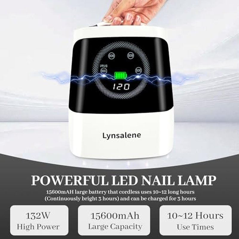 132W UV LED Nail Lamp Rechargeable Cordless Gel Dryer