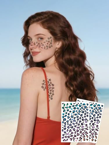 Leopard Print Temporary Tattoos - 2Pcs Waterproof Face & Body