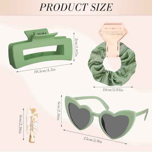 32 PCS Bridesmaid Proposal Gifts Wedding Gifts Include Bridesmaid Hair Claws Bridesmaid Scrunchies Sunglasses No Crease Hair Clips Bridal (Green)