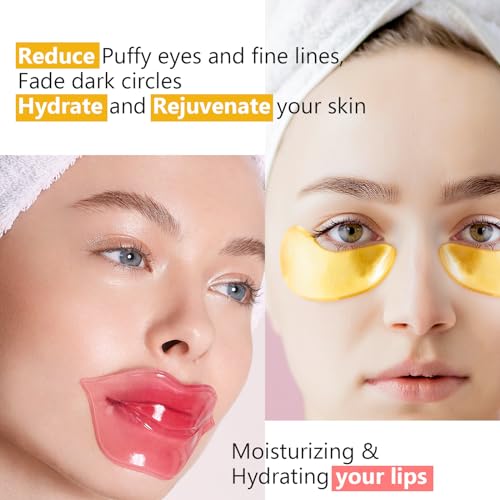 24K Gold Eye Masks & Collagen Lip Patches - 30 Pack Set