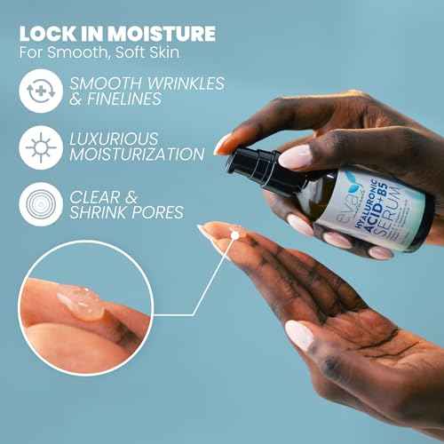 Eva Naturals Hyaluronic Acid + B5 Serum for Face ? Ultra Hydrating Vitamin C & B5 Facial Serum for Deep Moisturizing, Wrinkle & Dark Spot Treatment, Skin Firming & Renewal
