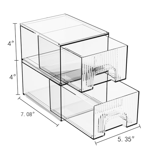 ZHIAI 2-Pack Clear Acrylic Makeup Organizer Drawer